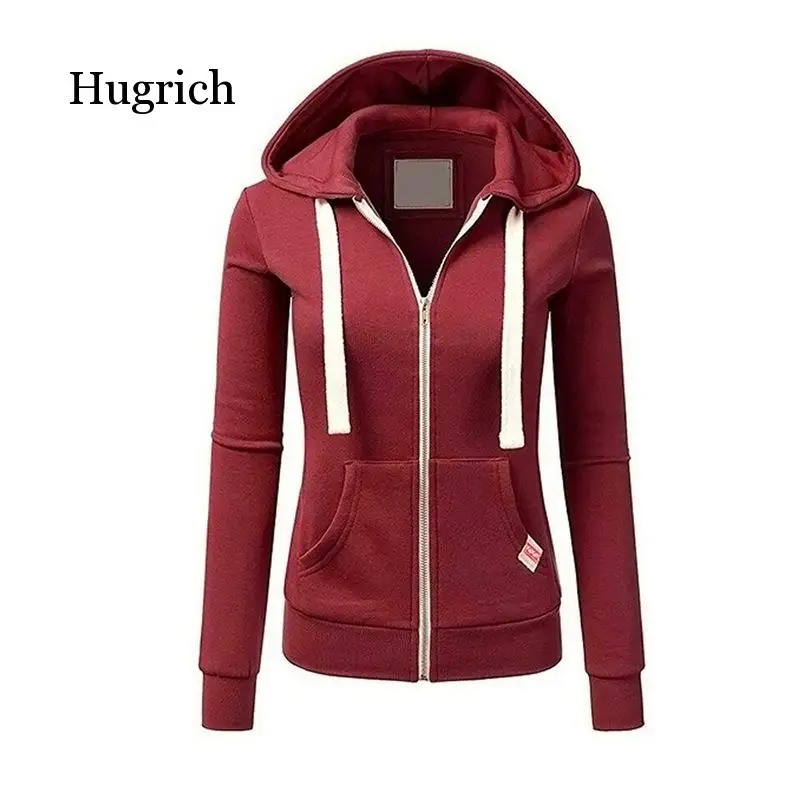 

Women Pink Hoodies Sweatshirt Fashion Zipper Pocket Hooded Jacket Outwear Ladies Solid Slim Pullover Clothes Moletom