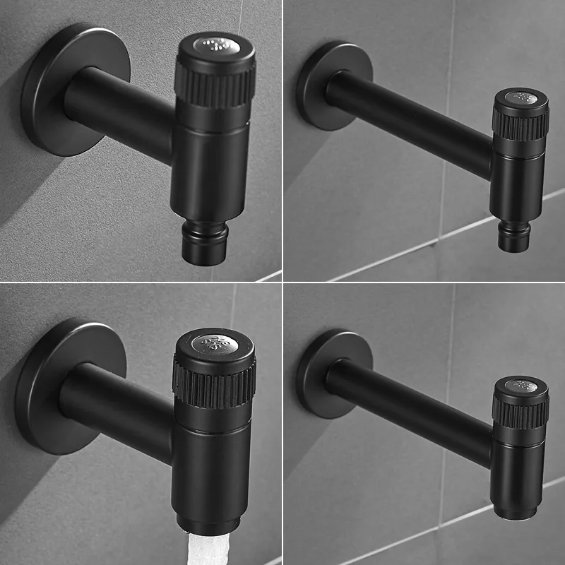 

Black/Nickel Washing Machine Faucet Single Cold Stainless Steel Faucet Bathroom Toilet Bibcocks Tap Outdoor Garden Faucet
