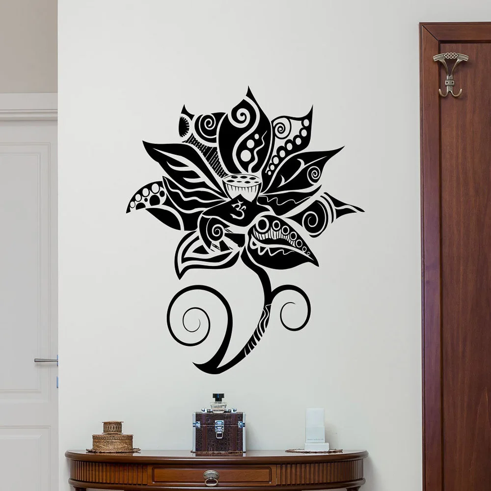 Lotus Flower Wall Decal Yoga Studio Art Decor Namaste Vinyl Wall Sticker Master Bedroom Headboard Background Decoration Z429