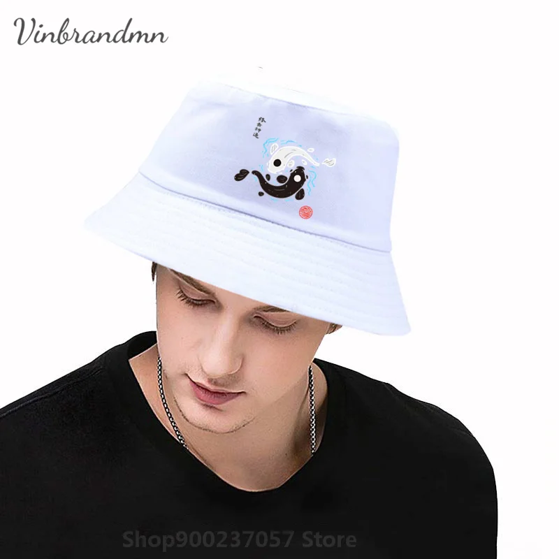 Japan style Yin-Yang Koi Fish Panama Bucket Hat Avatar the Last Airbender summer collection   Gorros Fishing Fisherman Hat