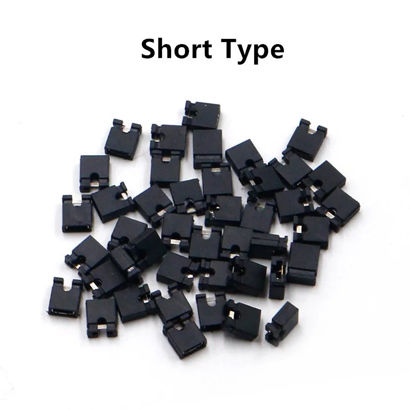 50pcs Jumper Cap 2.54mm Pitch Pin Header Connector Short / Long Type Jumper Plug Cover DIY Repair Parts 6 Color Black White Red