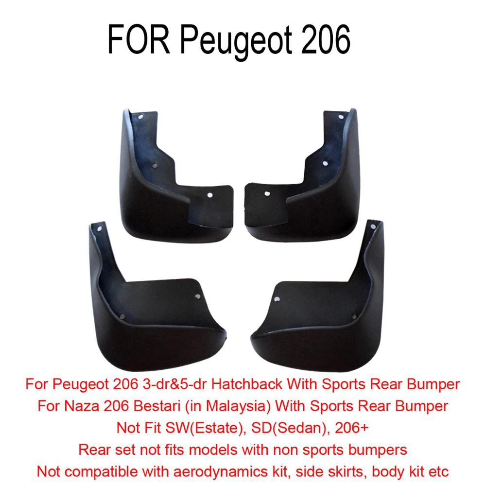 Mud Flaps Mudflaps брызговики Front Rear Mudguards Fender for car peugeot 206 1998-2012 3 5 door Детали экстерьера YC101119