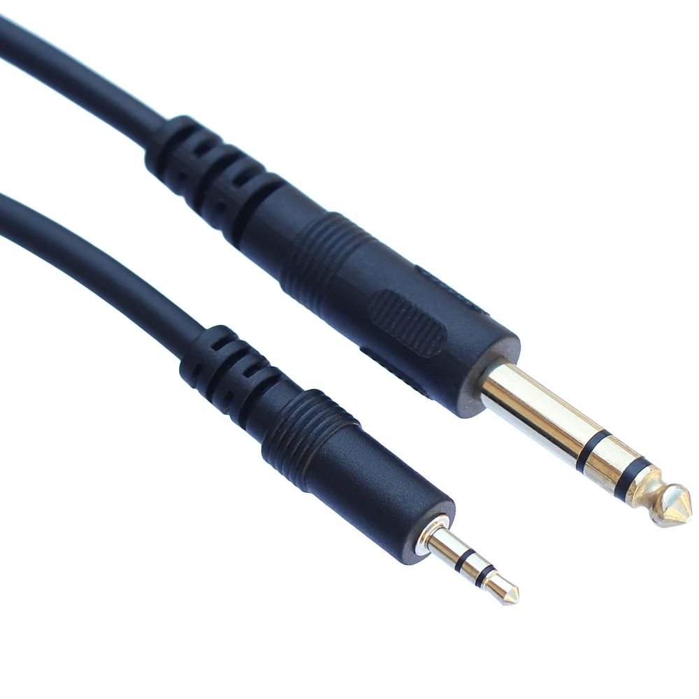 1.5m 3.5mm to 6.35mm Male to Male Aux Audio cable Cord for Guitar Mixer Amplifier CD Player Speaker