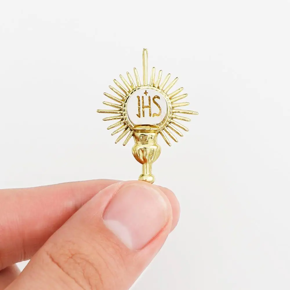Cattolico JHS comunione statua Color oro gesù Hominum recuperatore Home Office decorazione della tavola croce figurina religione regalo