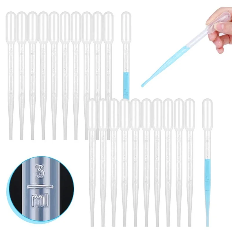 50PCS Plastic Disposable Transfer Pipettes, 3ml Calibrated Pipette Dropper for Science Laboratory