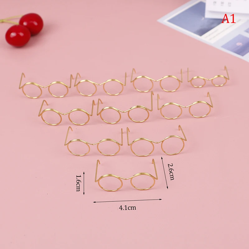 10pcs New Fashion Gold Round Glasses Frame Lensless For Doll Decor Accessories