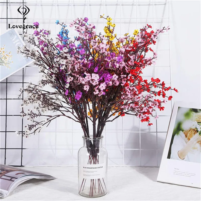 Purple Baby's Breath Flowers Artificial Flowers Cherry Blossoms Gypsophila Fake Plants DIY Wedding Bouquet Vases for Home Decor