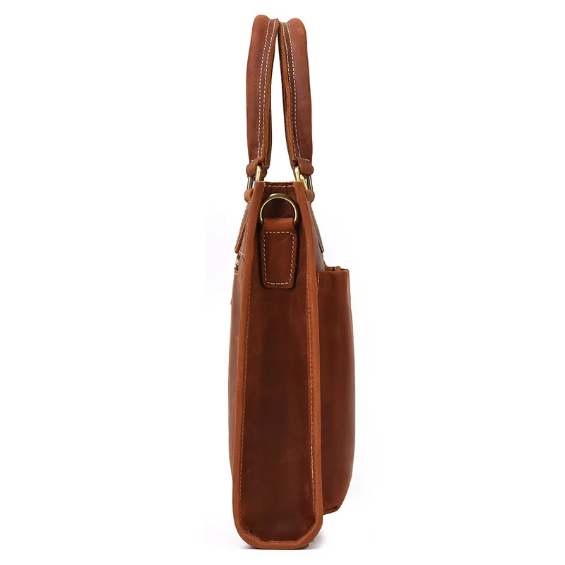 Newsbirds Mens Leather Handbag 15.6 Inch PC Notebook Laptop Briefcase Shoulder Bag 100% Cowhide Man Bag Male Business Bag