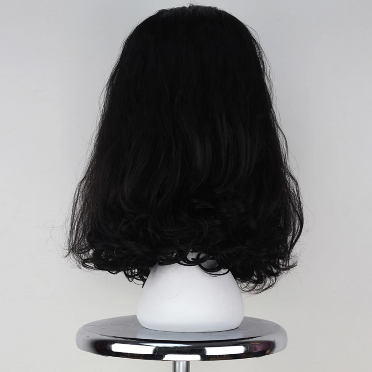 Miss U Hair Medium Long Wavy Curly Natural Black Color Cosplay Costume Wig for Men Adult Halloween Party