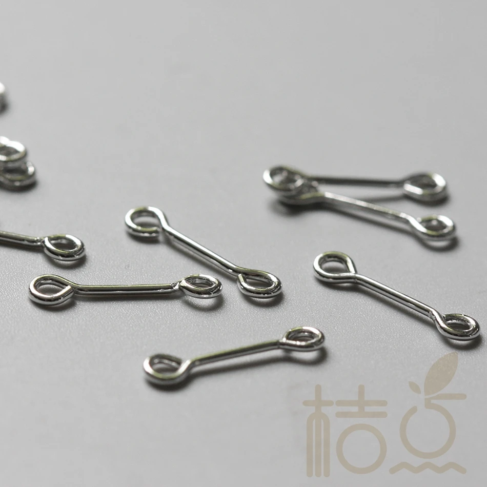 100 Pieces White Gold Tone Brass Double Ring Pin Connector (4163C)