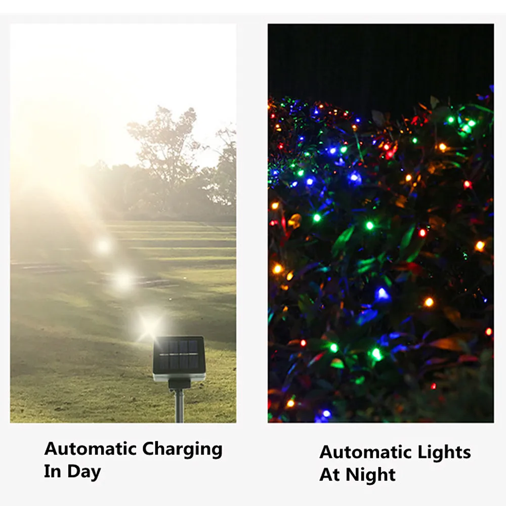 New Solar Remote LED String Light 50m 100m Waterproof Outdoor Garland EU Plug Fairy Light For Holiday Christmas Tree Wedding