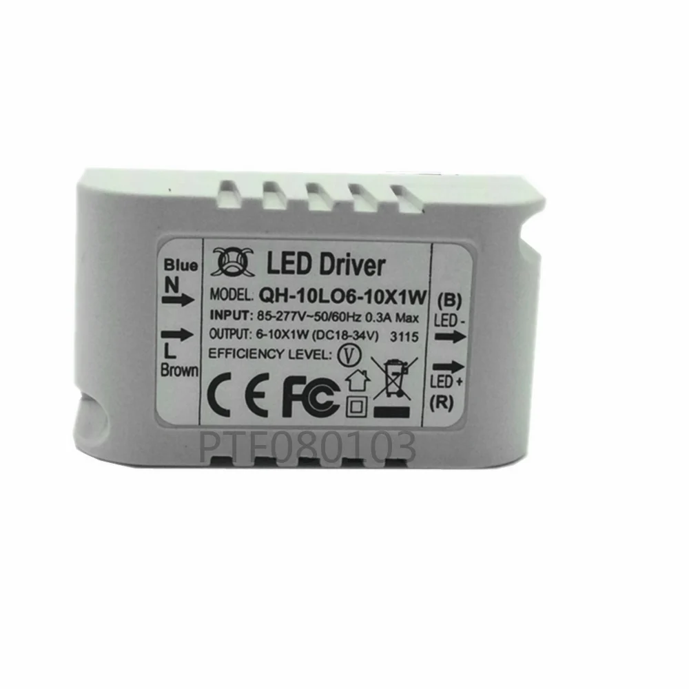 5 Pcs   LED 10W AC85-277V LED Driver 6-10x1W 300mA DC18-34V Box PF LED PowerSupply ConstantCurrent CeilingLamp
