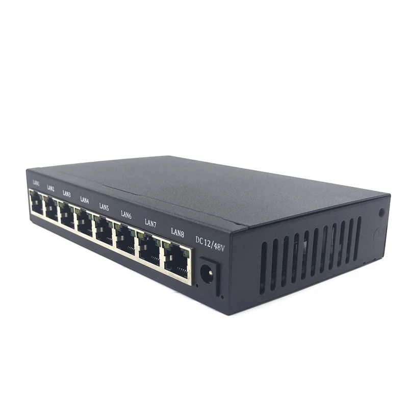 Port de protection pour l'éclairage, interrupteur industriel 8 Poe 10/100/1000M, commutateur gigabit, commutateur ethernet