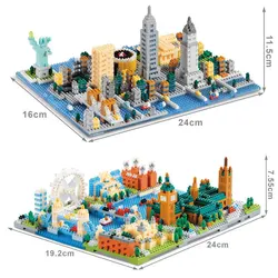 Famous Architecture Building Blocks World Classic Nice New York London 3D Model Construction Kids Toys Gifts Plastic Mini Bricks