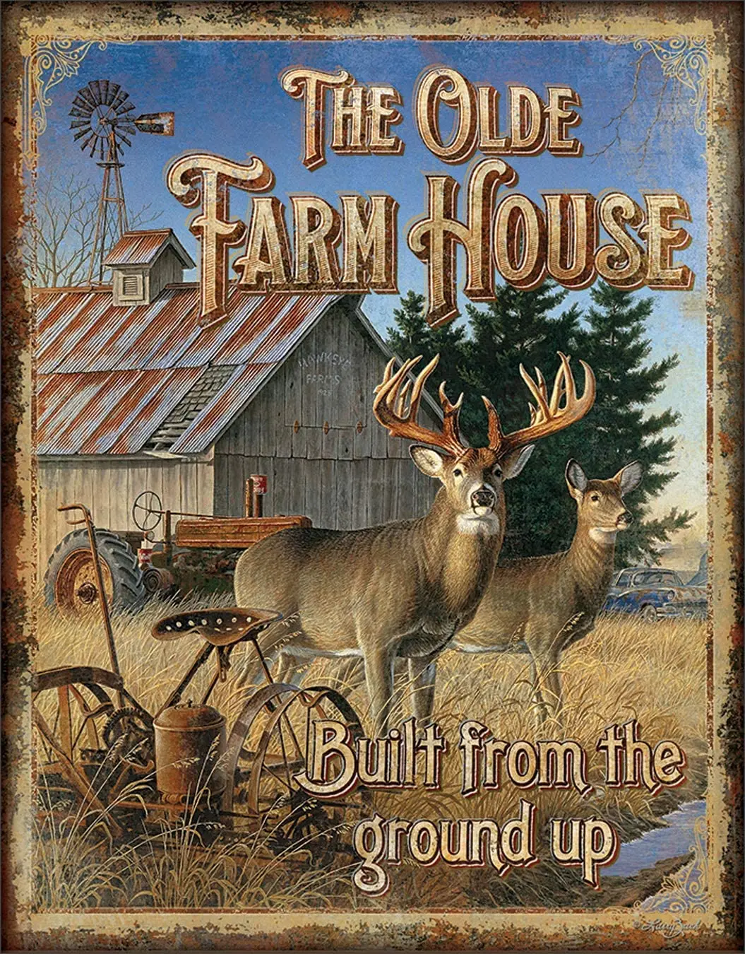 Kalynvi Olde Farmhouse Gone Hunting Tin Sign, 16