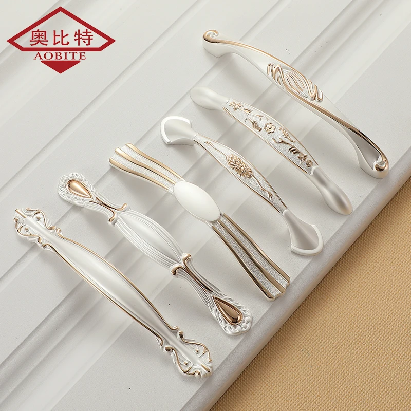 AOBT Ivory White Kitchen Cabinet Storage Handles Dressers Closet Cupboard Door Pulls Drawer Knobs Furniture Handle Hardware