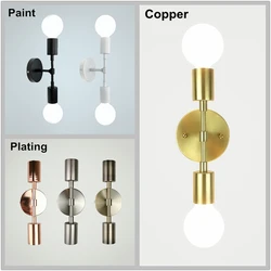 Color Brushed Metal Quality Beside Light Sconce Home Decoration Minimalist Creative Double Head Wall lamp LED Lighting Fixture