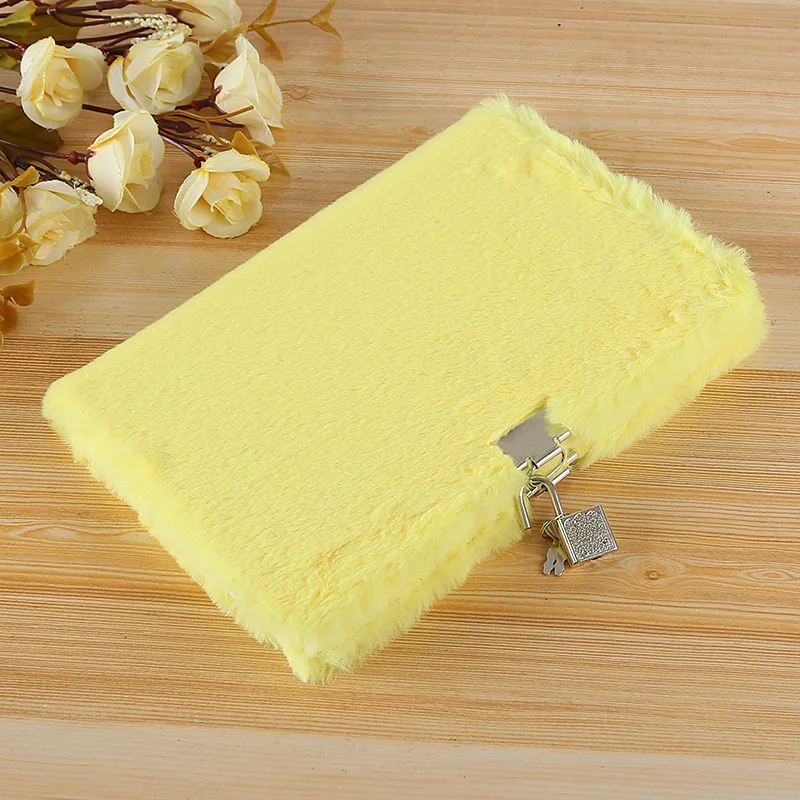 Plush Notebook With Lock Diary A5 Diary Line Paper Planner Storage Bag Kawaii Notepad Manual