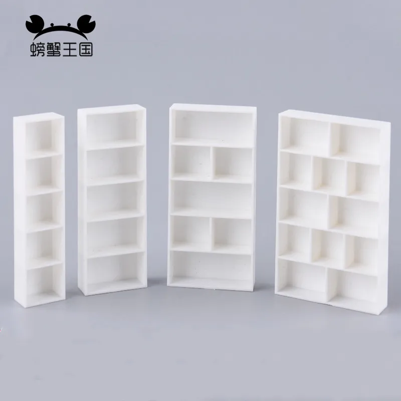 5pcs 1/25 Miniature Bookshelf Bookcase Display Stand Cabinet Cupboard Dollhouse Furniture Plastic Craft Toy House Decoration