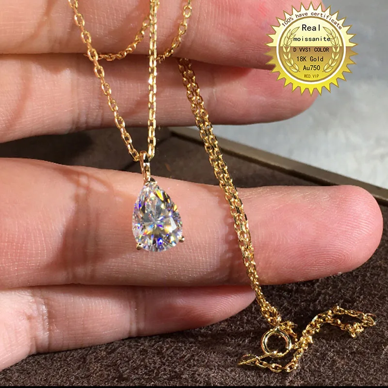 

Solid Au750 18K gold Necklace 2ct moissanite Diamond DVVS color With national certificate 008