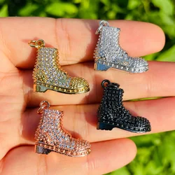 5pcs 3D Fashion Boots Charms for Women Bracelet Girl Necklace Making Zirconia Paved Pendant Handmade Jewelry Accessory Wholesale
