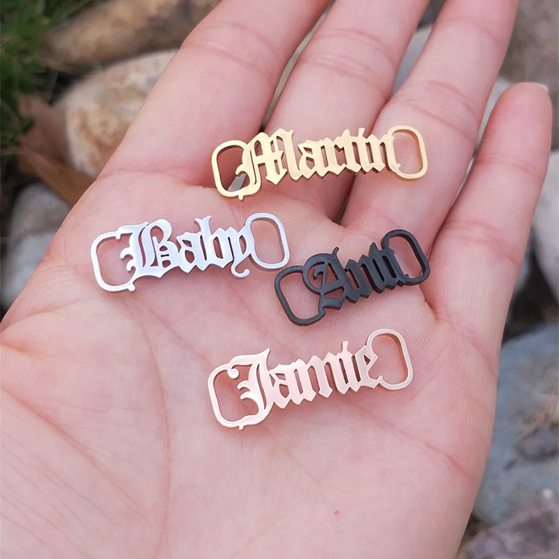 Baby Girl Shoe Tag Stainless Steel Shoe Accessories Custom Name Shoe-buckle Boho Jewelry Kpop Personalized Nameplate Buckie Kids