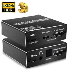 Navceker hdmi-kompatybilny ekstraktor Audio Stereo ekstraktor-konwerter optyczny TOSLINK SPDIF + 3.5mm De Adapter ze splitterem Audio PS5