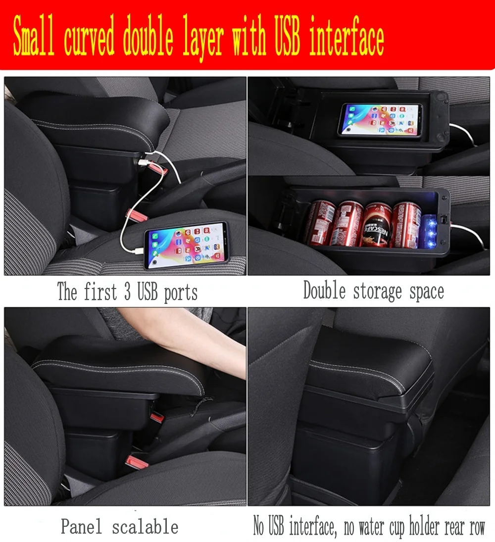 Reposabrazos para Honda Civic EP3, caja para reposabrazos, consola central, accesorios de modificación con portavasos, puerto USB