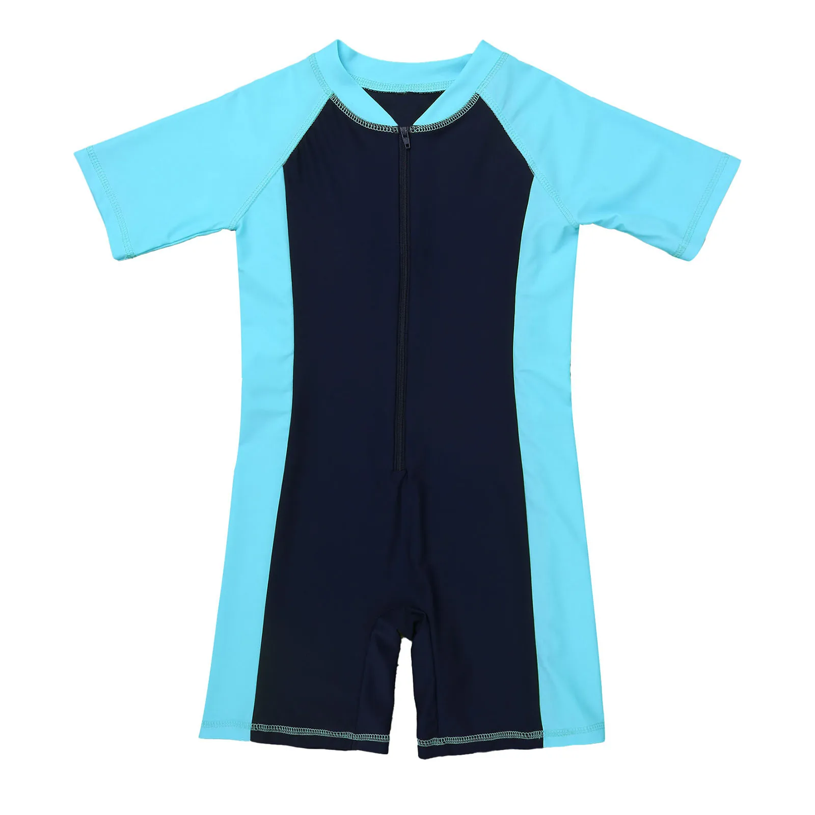 Kinder Jungen Mädchen Gymnastik Trikot einteilige kurze Ärmel Reiß verschluss Shorty Neopren anzug Bade bekleidung Badeanzug Ballett Trikot Overall