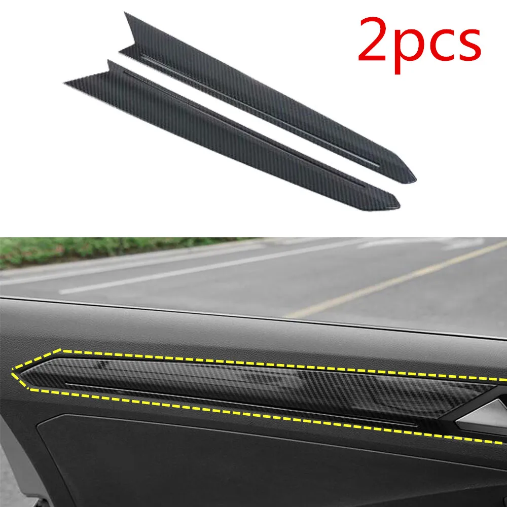 Front 2pcs-Door Handle Strip Cover Handrail Stick Trim Panel Frame Armrest For Volkswagen VW T-ROC TROC 2017 2018 2019 2020 2021