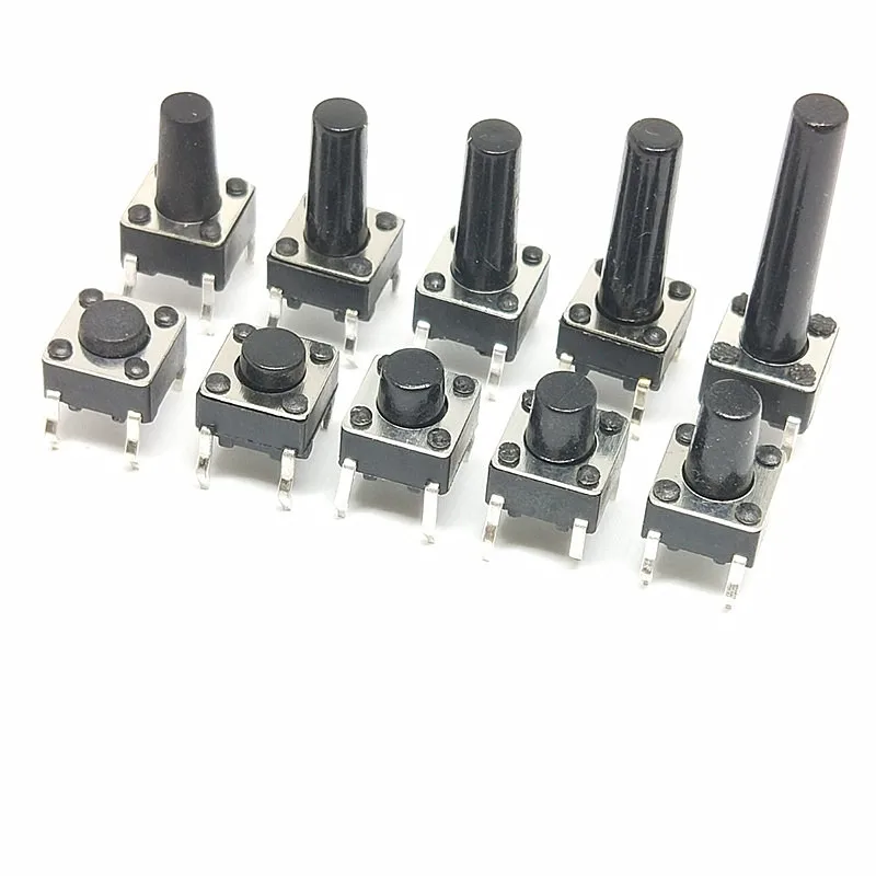 50 pz 6 x6x5/4.3/5.5/6/7/8/9/10/13MM interruttore tattile interruttore a pulsante 12V rame 4pin DIP Micro interruttore per TV/giocattoli/pulsante