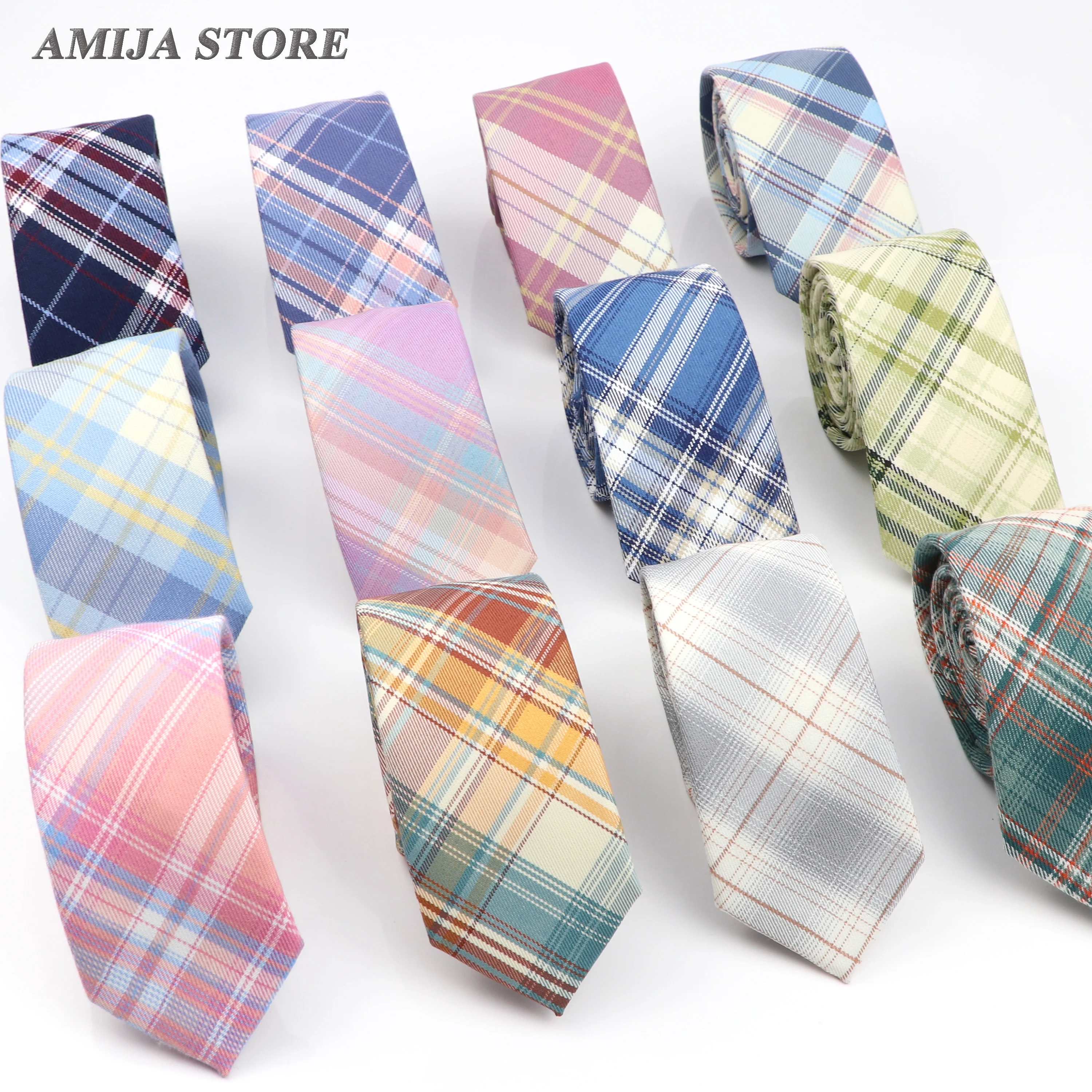 Plaid Tie For Men Women Soft Skinny Cotton TR Fabric Necktie For Wedding Bussiness Casual Man's Neckties Suits Flower Cravat