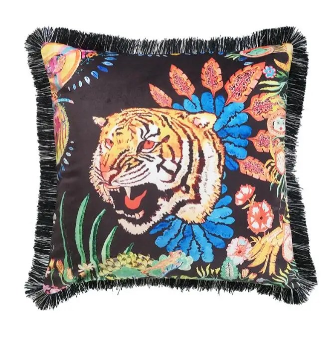 

Luxury Velvet Tassel Cushion Cover Soft Tiger Leopard Pillow Cover Pillowcase Home Decorative Sofa Throw Pillows Cushion Case