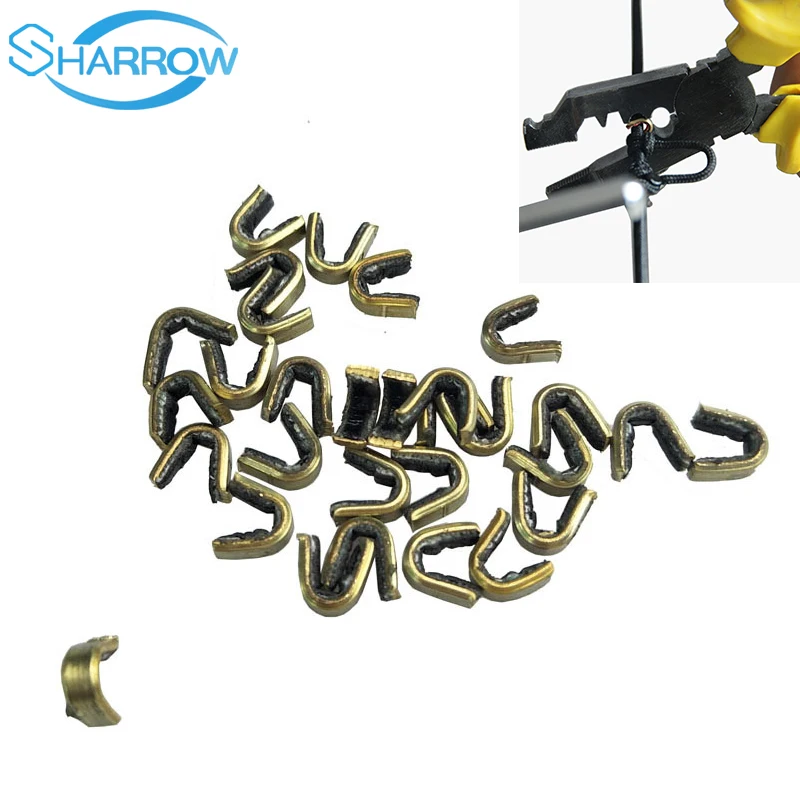 

10pcs Archery Shooting Bow Strings Buckle Clip Nock Set Copper Nocking Point Bow String Position tool Hunting Accessories