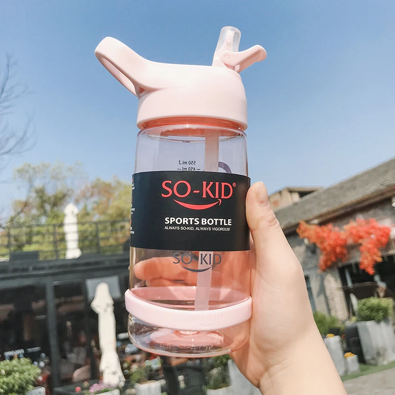 550ml/800ml/1000ml Sports Water Bottle With Straw Portable Sport Fitness Bottles Cute Kids Baby Drinkware Waterbottle