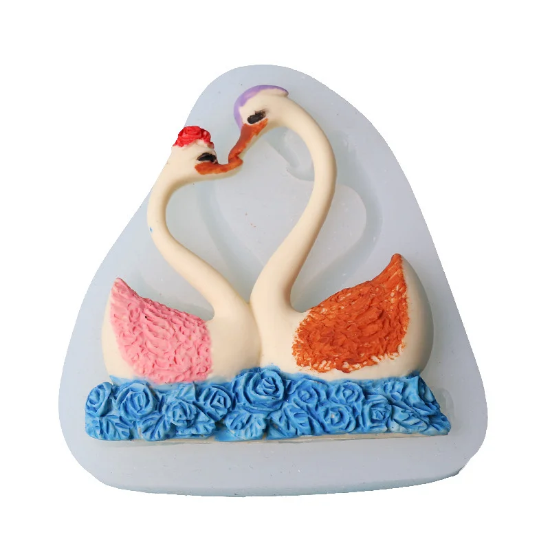 Couple Swan Shape Silicone Mold Fondant Chocolate Resin Aroma Stone Soap Moulds For Pastry Cup Cake Decorating Kitchen Tool