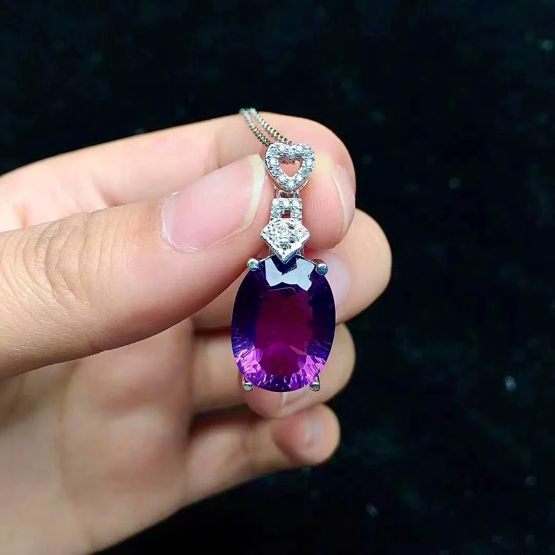 

Luxury Amethyst Pendant for Party 12mm*16mm VVS Grade Natural Amethyst Necklace Pendant 925 Silver ewelry Gift for Woman