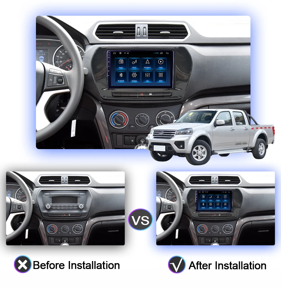 For Greatwall Great Wall Wingle 5 2017-2021 Android 10 4G Car Radio Player Navigation GPS Octa Core 8G+256G Radio Multimedia