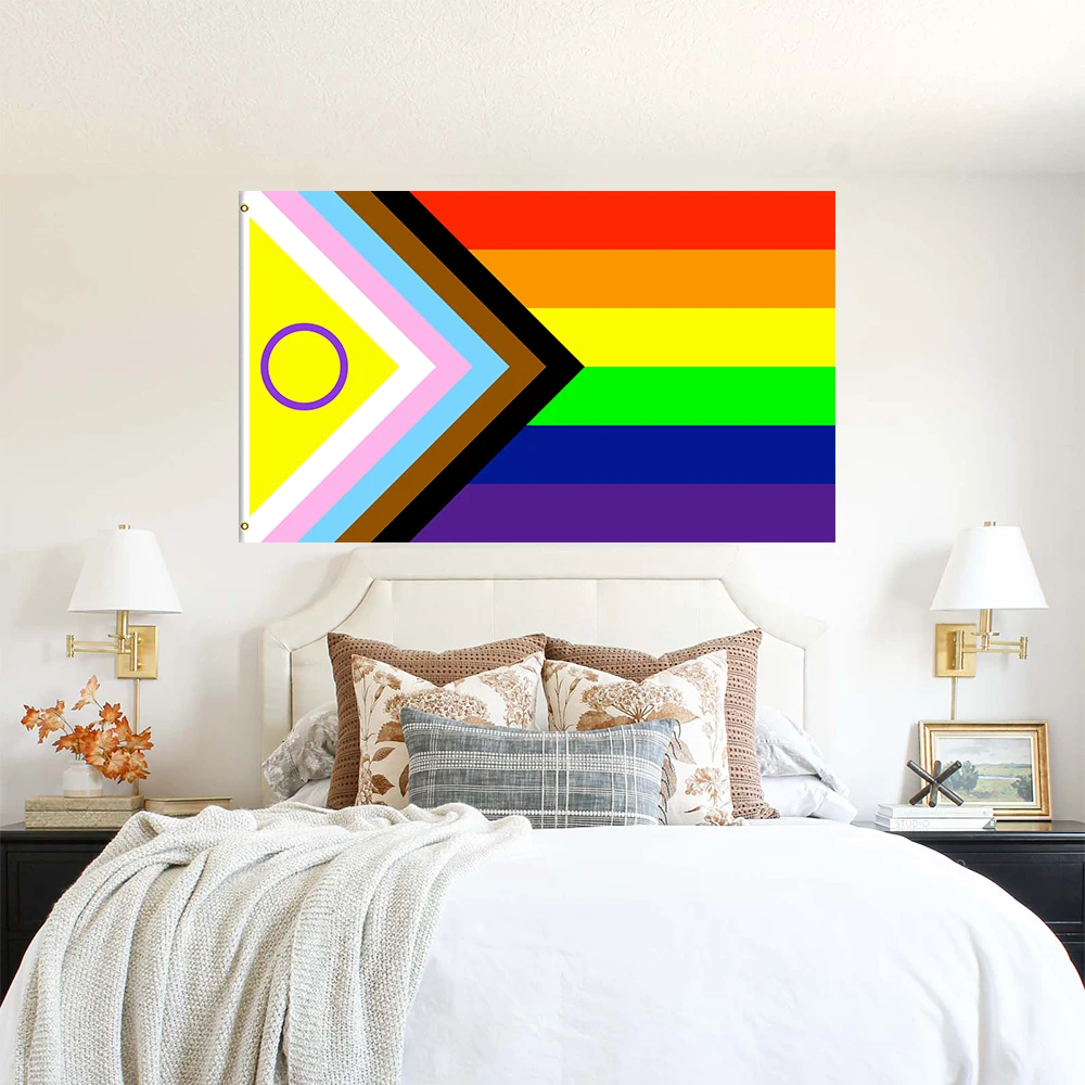 Newest Progress Pride Flag Gets 2021 Redesign to Better Represent Intersex People LGBT Rainbow Flags 100D Heavy Polyester