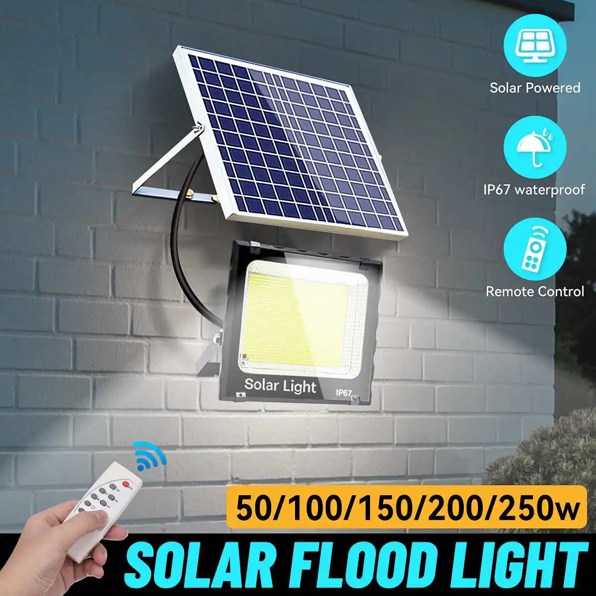 

250W 2350 LEDs Solar Light with Timing IP67 Waterproof For Garden Path Street Outdoor Landscape Spotlight Wall Flood Lamp