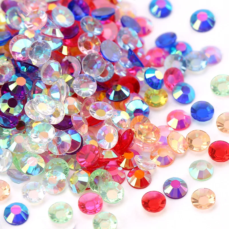 

Promotion Resin Rhinestone Mix Color And Size Round Flatback Glue On Stones For DIY Nail Art