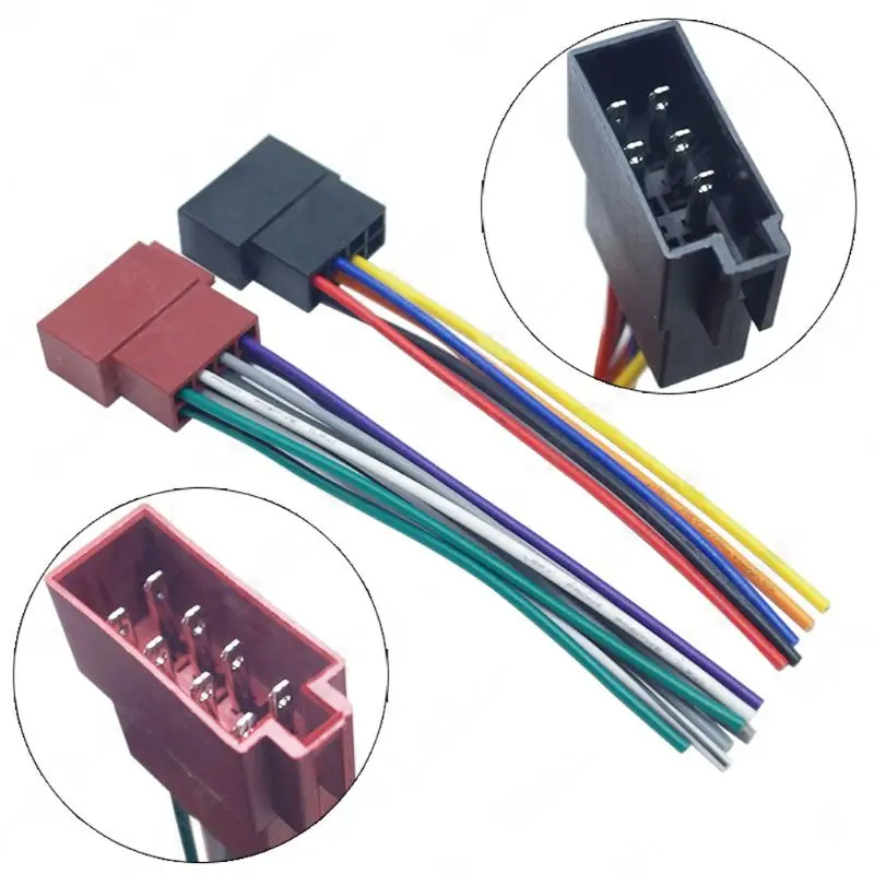 1 Pairs Universal Car Stereo Female ISO- Radio Plug Adapter Wiring Cable Stereo Harness Modified Tail Line