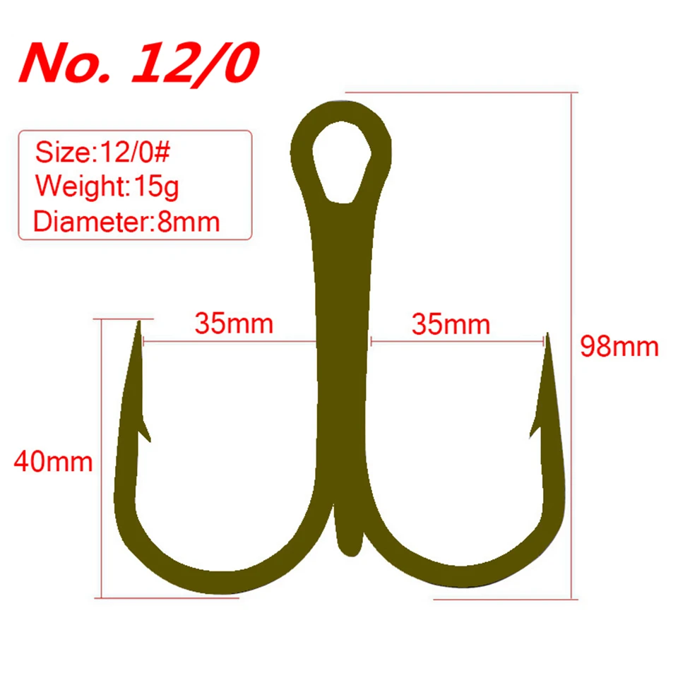 20pc Oversized 12/0 14/0 3 way swivel three anchors treble hook triple hook naked barbed hook pike fishing tackle Umbrella Rigs