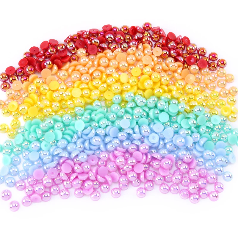 Multicolors Half Pearls Small Pack Glitter AB Flatback Beads Clothing Dress Decorative Accessories DIY Handmade Pearls Crafts