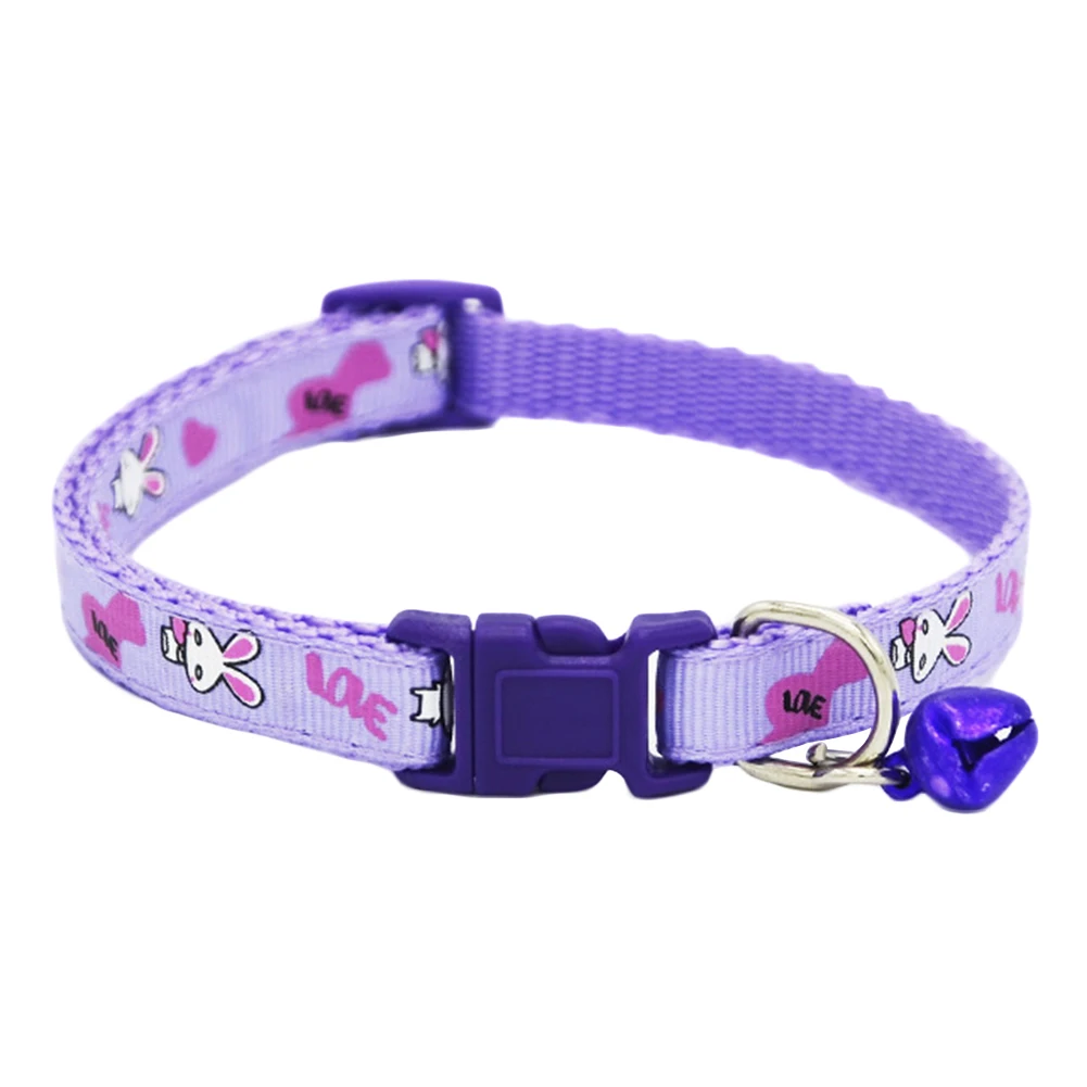 Cute Pet Cat Collar Cartoon Animal Rabbit Printed Quick Release Buckle Polyester Cat Puppy Dog Collar Necklace