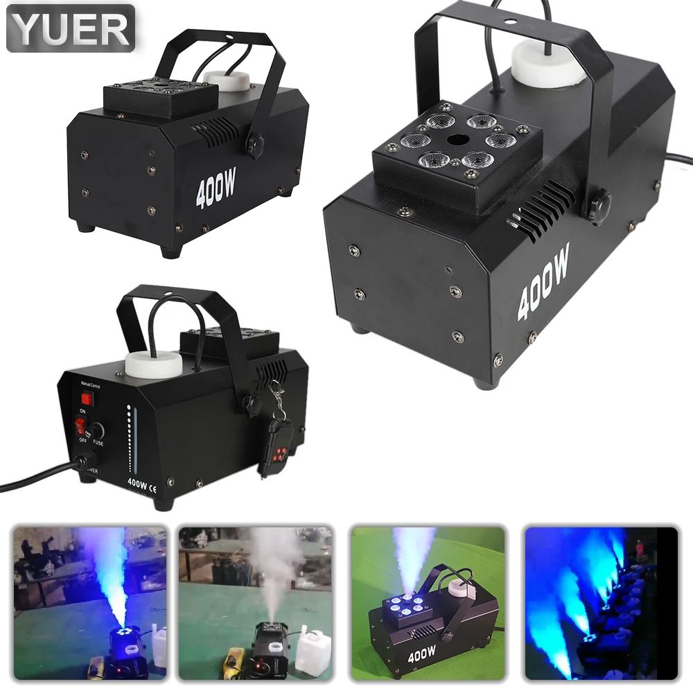 YUER Wireless Remote Control 400W Disco Mini Smoke Fog Machine For DJ Disco Party Holiday Wedding Christmas With RGB LED Light