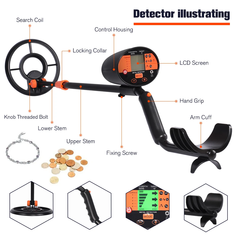 MD-4030P Metal Detector sotterraneo Gold Detector cacciatore di tesori circuito Metales regolabile portatile Gold Finder Detector