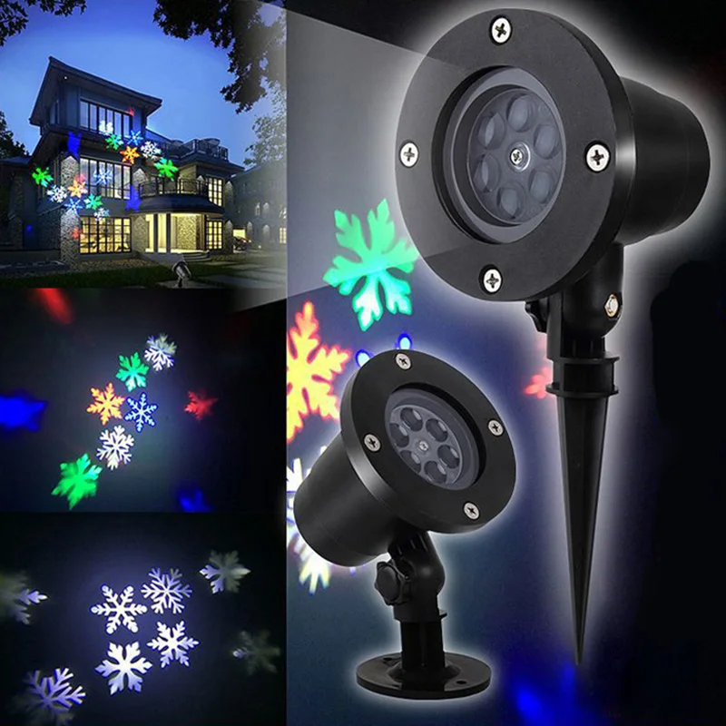 Christmas Laser Projector Xmas Snowflake Stage Spotlight Garden House Landscape Fairy Snowflake Effect Light Decor Outdoor