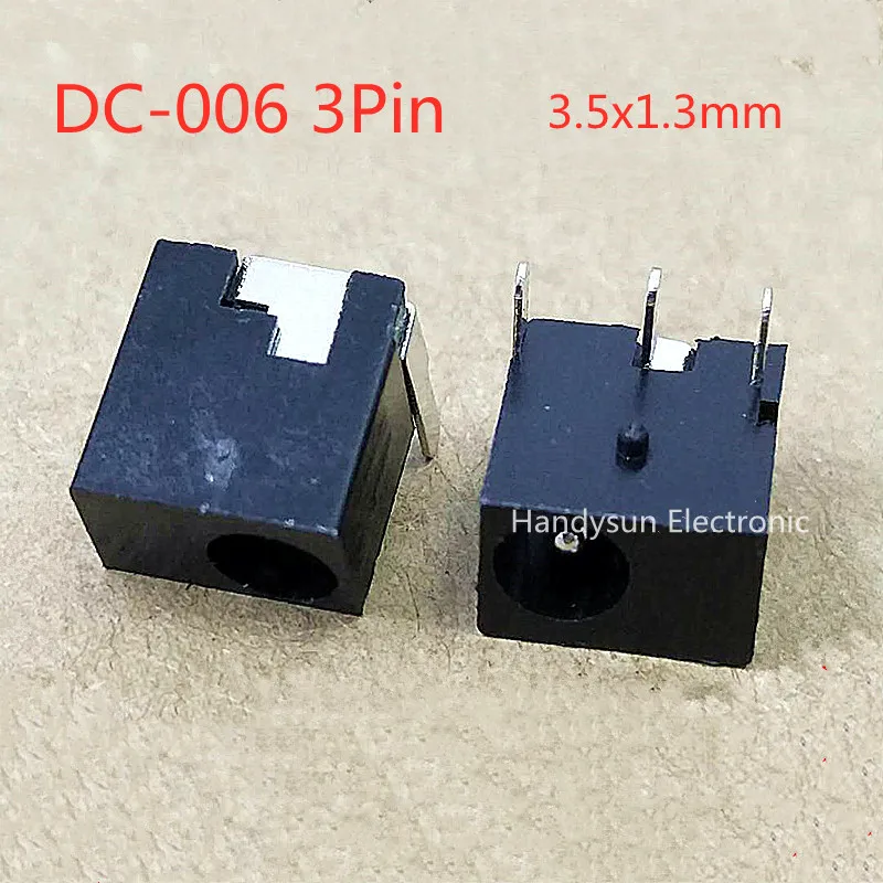 DC-006 DC Power Socket Female Base 3.5x1.3mm DC Power Charging 3Pin Copper Pin Plug-in Shrapnel Manganese Steel Mount Connector