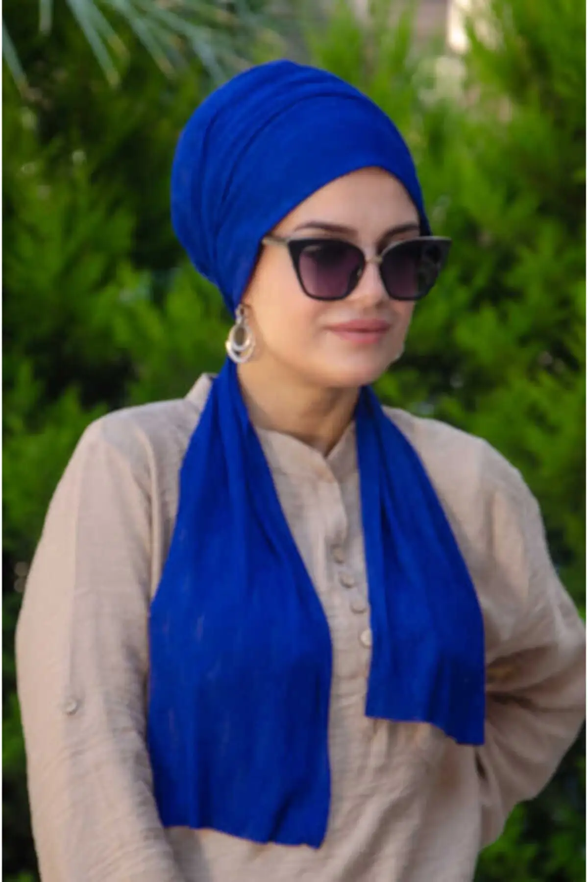 Women Saks Blue Instant Hijab